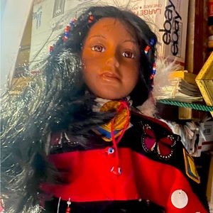 Native Ceramic New Doll 27” With Certificate